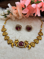 Elephant gold plated Choker set